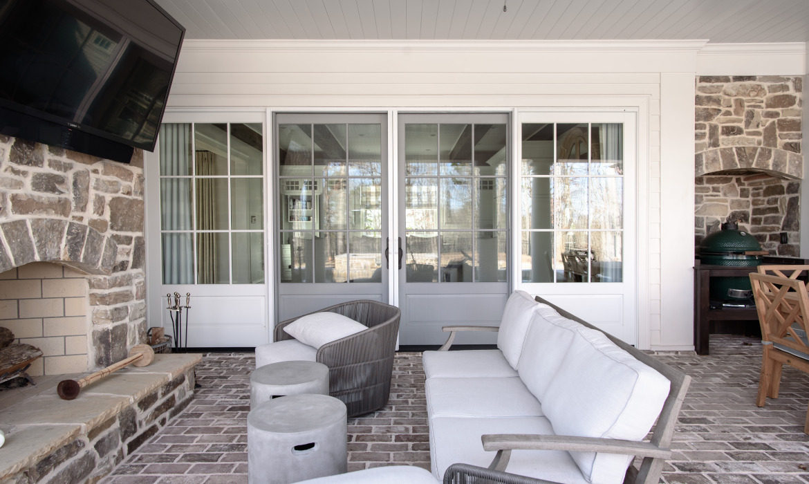 Door screens leading to porch