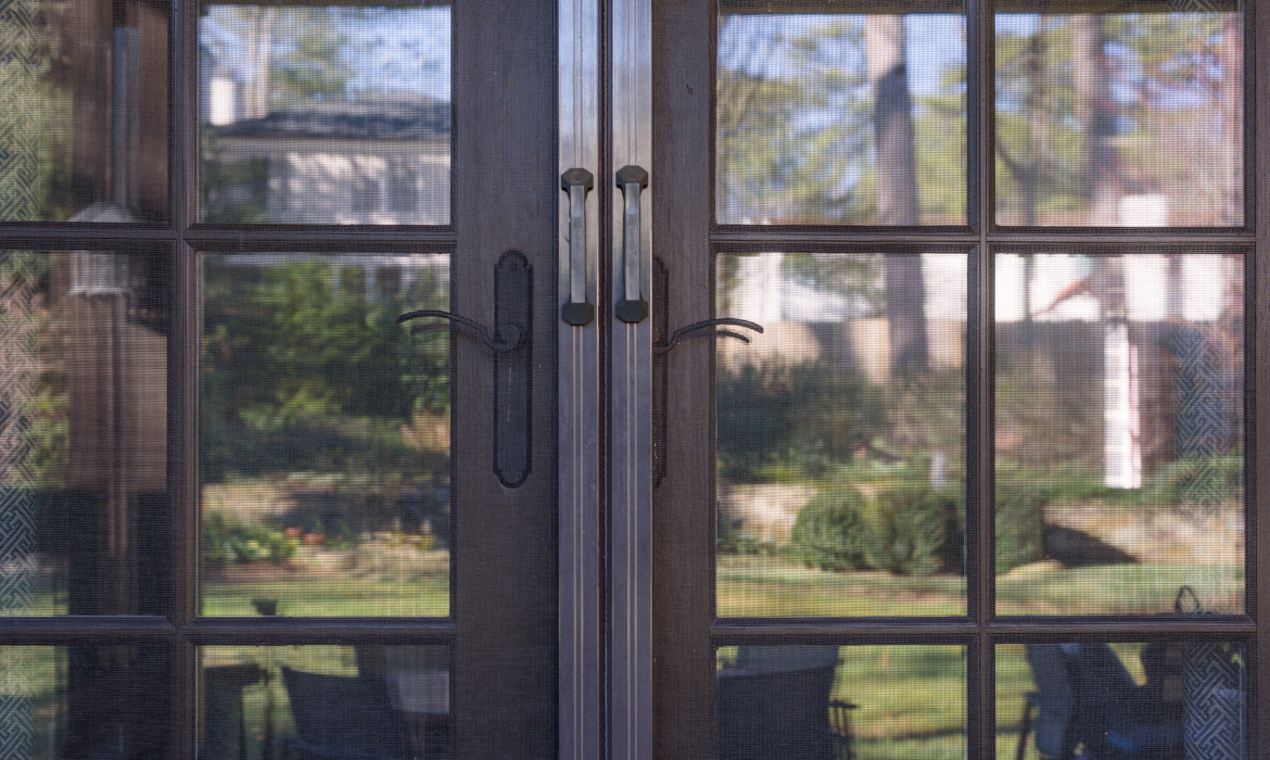 Close up of retractable door screens