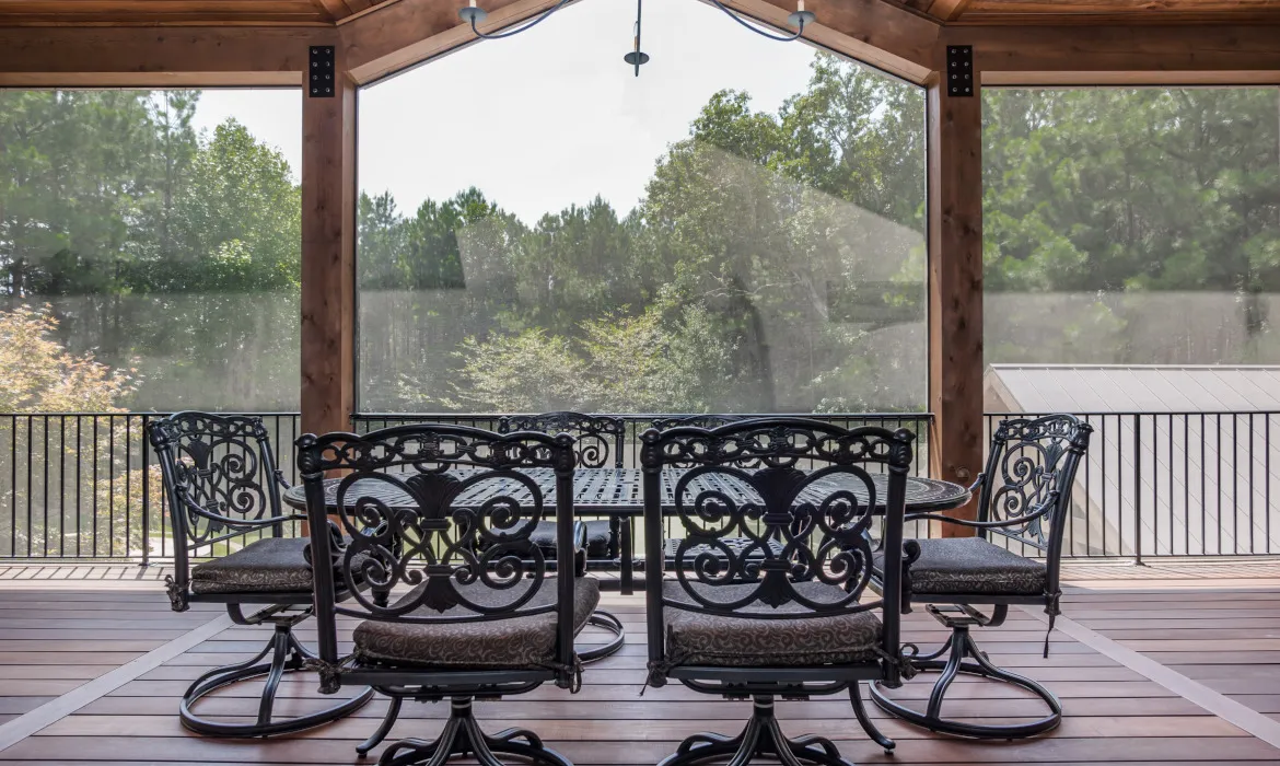 Fixed screens on Blue Ridge mountain cabin with scenic mountain views