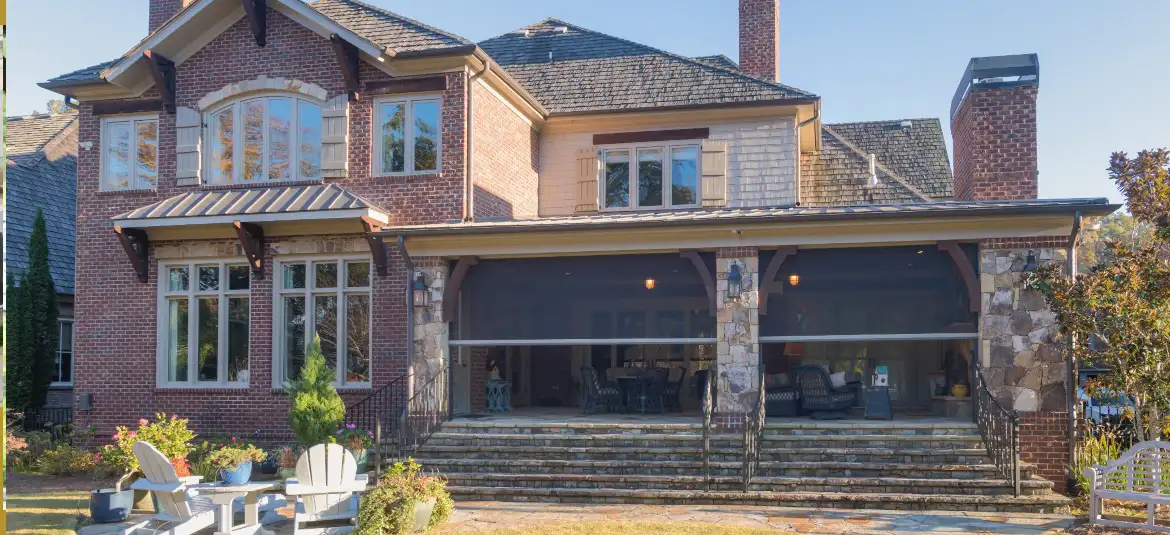 outdoor porch with retractable screens