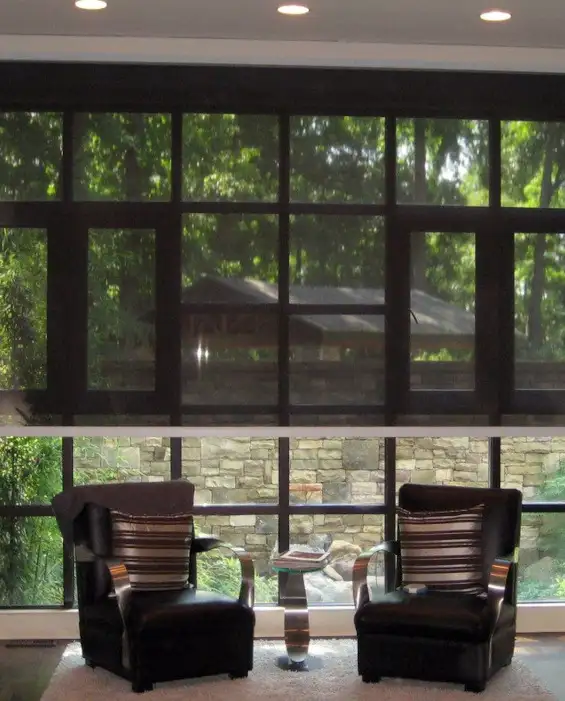 retractable shades indoor reading area