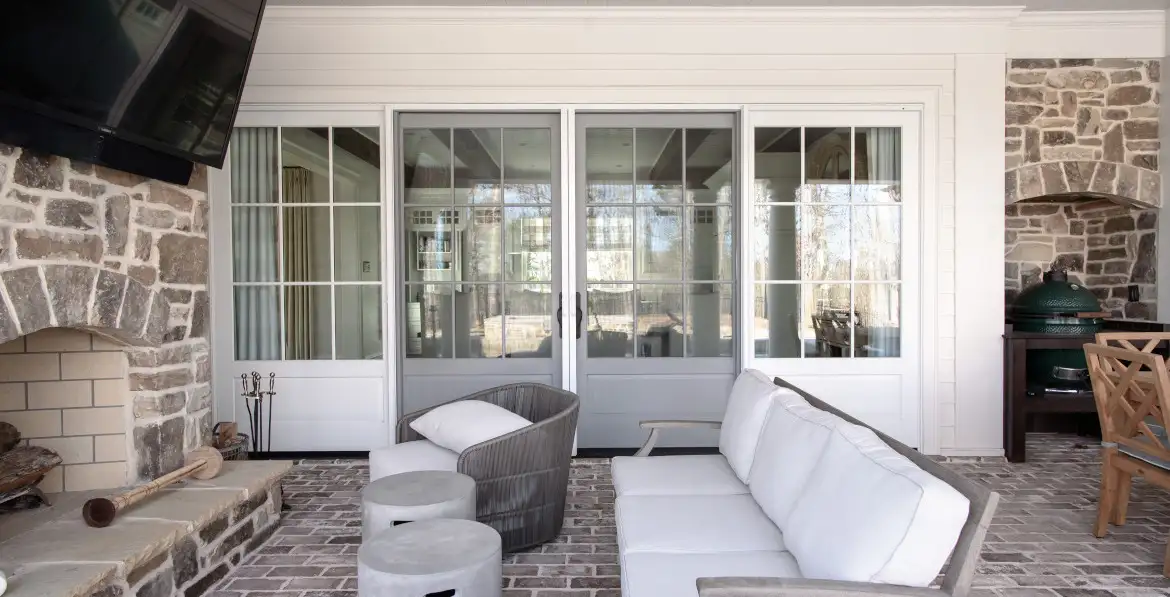 porch with screened doors