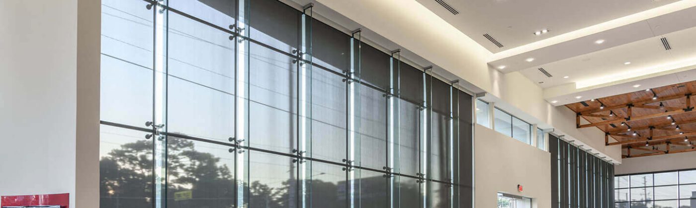 Commercial shades in car dealership windows